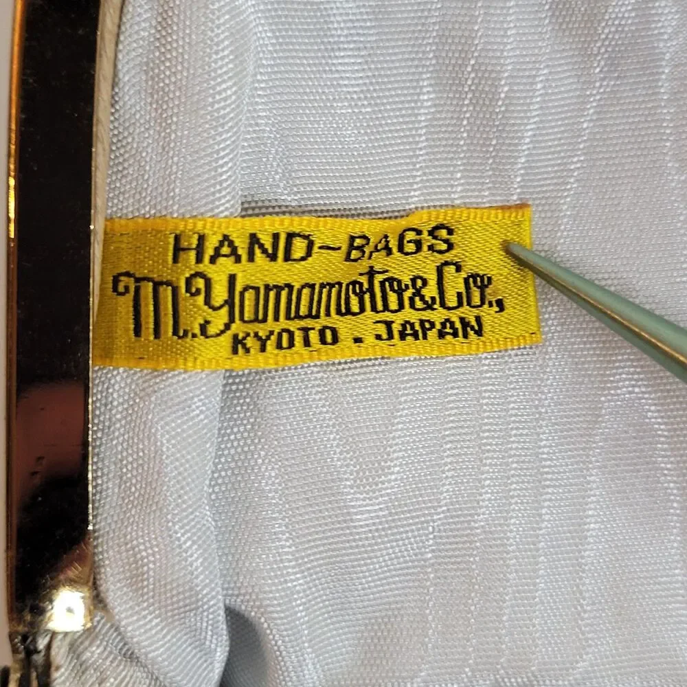 Vintage M Yamamoto & Co. Clutch Satin Brocade Kiss Lock Purse Japan Floral Kyoto